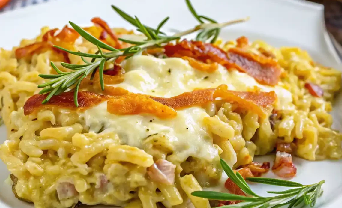 Version végétalienne de la croziflette avec crozets au sarrasin et fromage végétal fondant