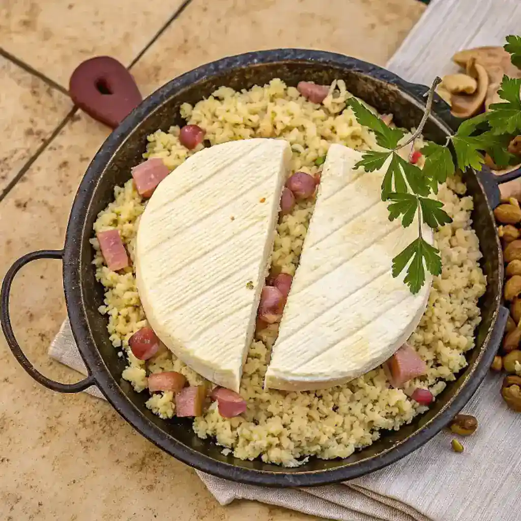 Croziflette servie chaude à table, accompagnée d’une salade verte pour un repas réconfortant