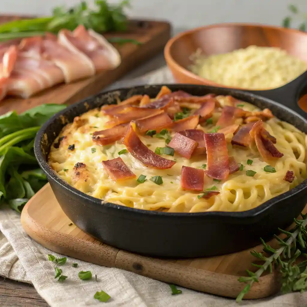 Croziflette traditionnelle savoyarde avec crozets, fromage fondant et bœuf