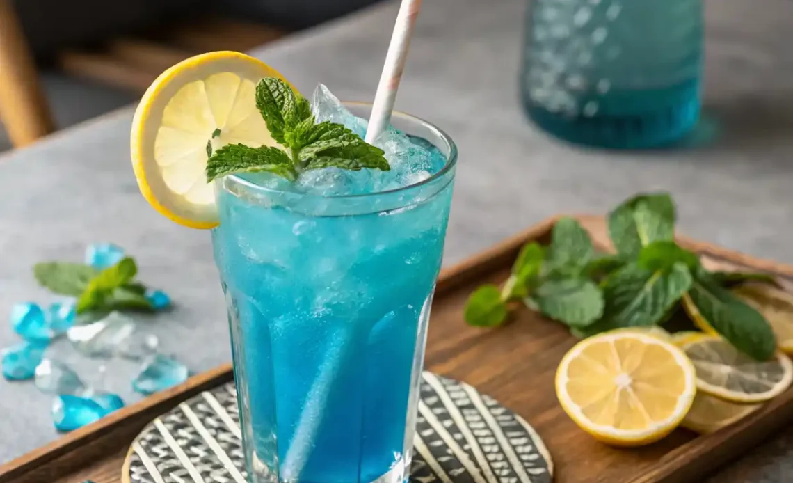 Boisson festive le lotus bleu prête pour les fêtes de fin d’année