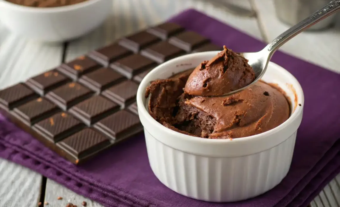 Délicieuse mousse au chocolat maison servie dans une verrine