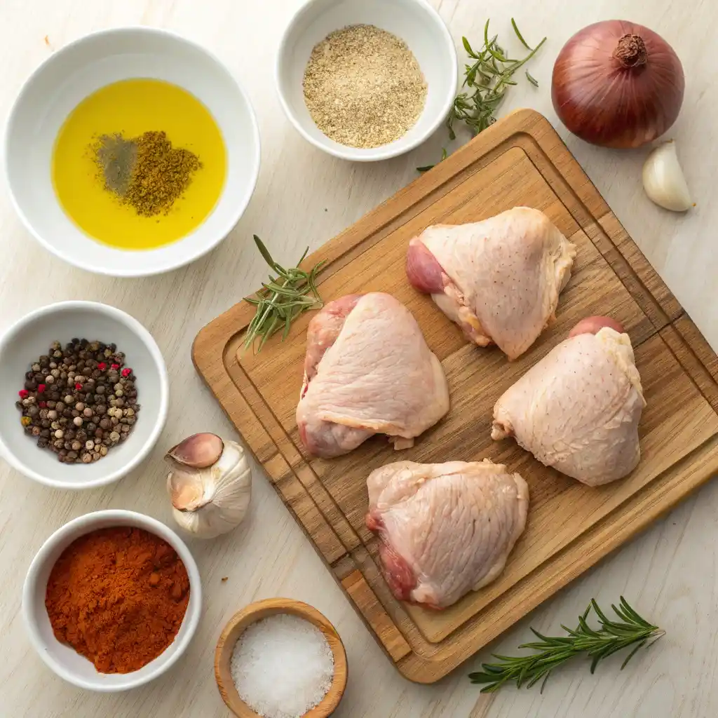 Recette facile de cuisses de poulet au four avec peau croustillante et viande tendre