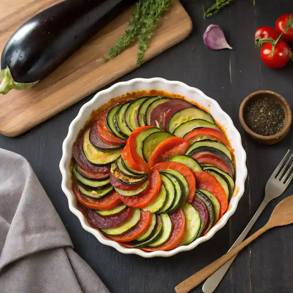 Préparation de la ratatouille recette avec des légumes frais du marché.