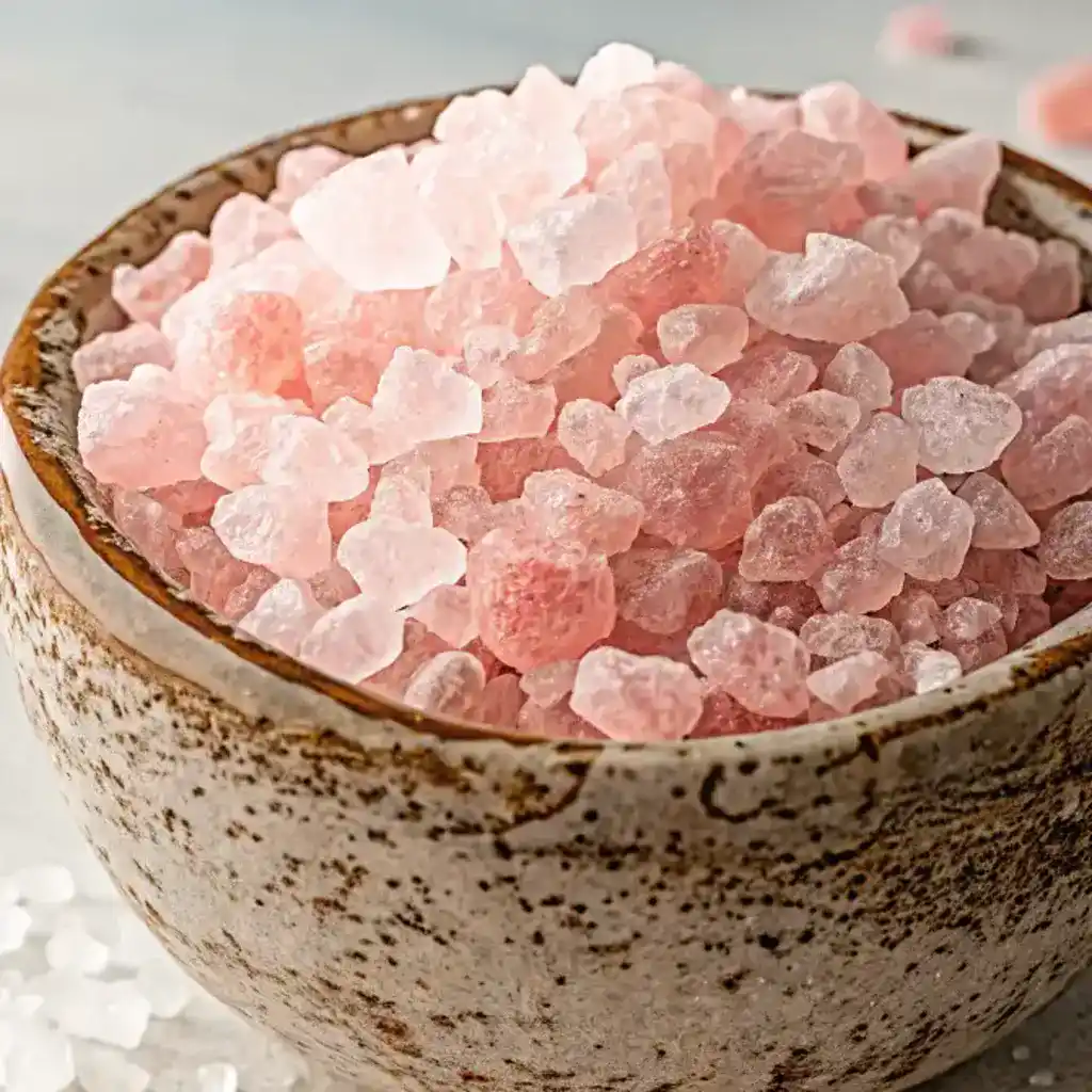 Ingrédients nécessaires pour la recette sel rose pour maigrir : sel rose de l’Himalaya et eau filtrée.