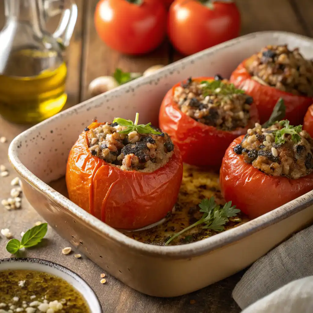Tomates Farcies Grecques au four avec herbes fraîches et huile d’olive