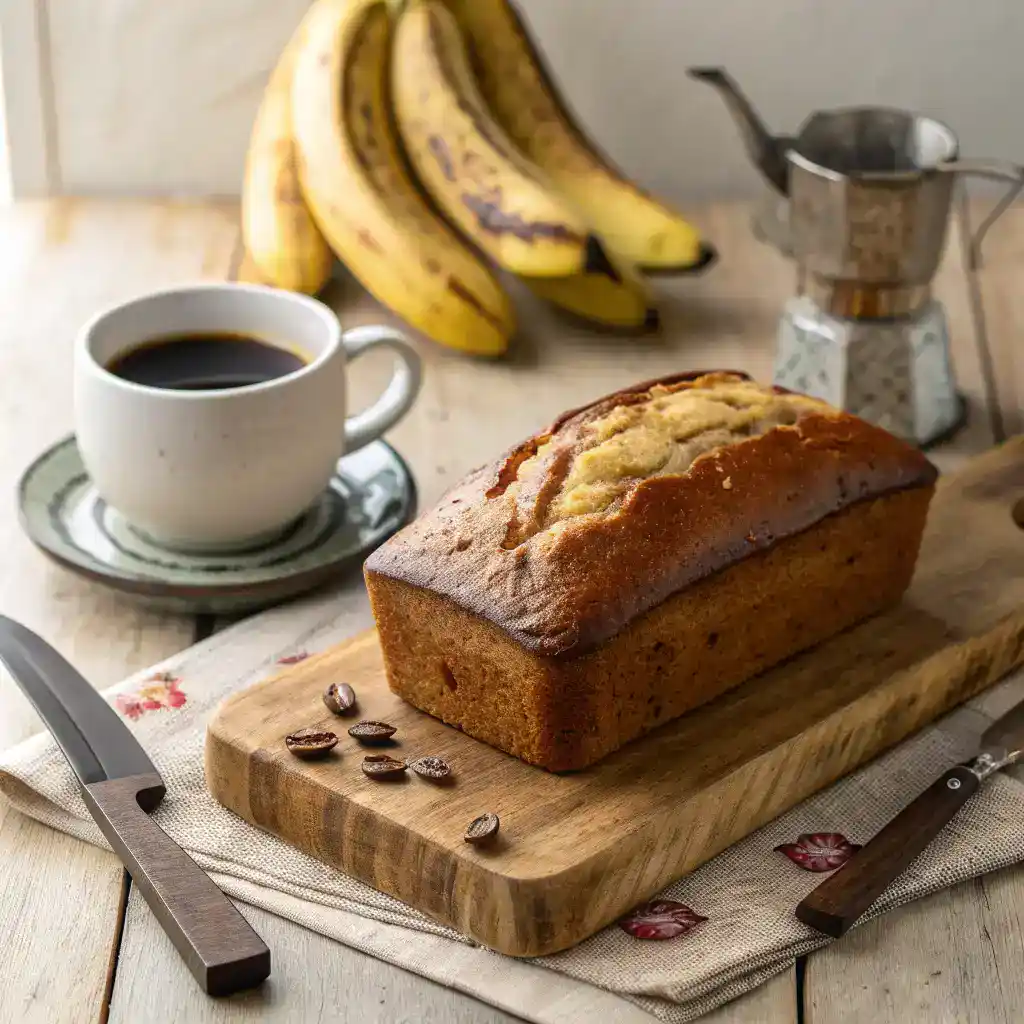 Pain aux bananes ultra moelleux sorti du four, parfait pour le goûter.