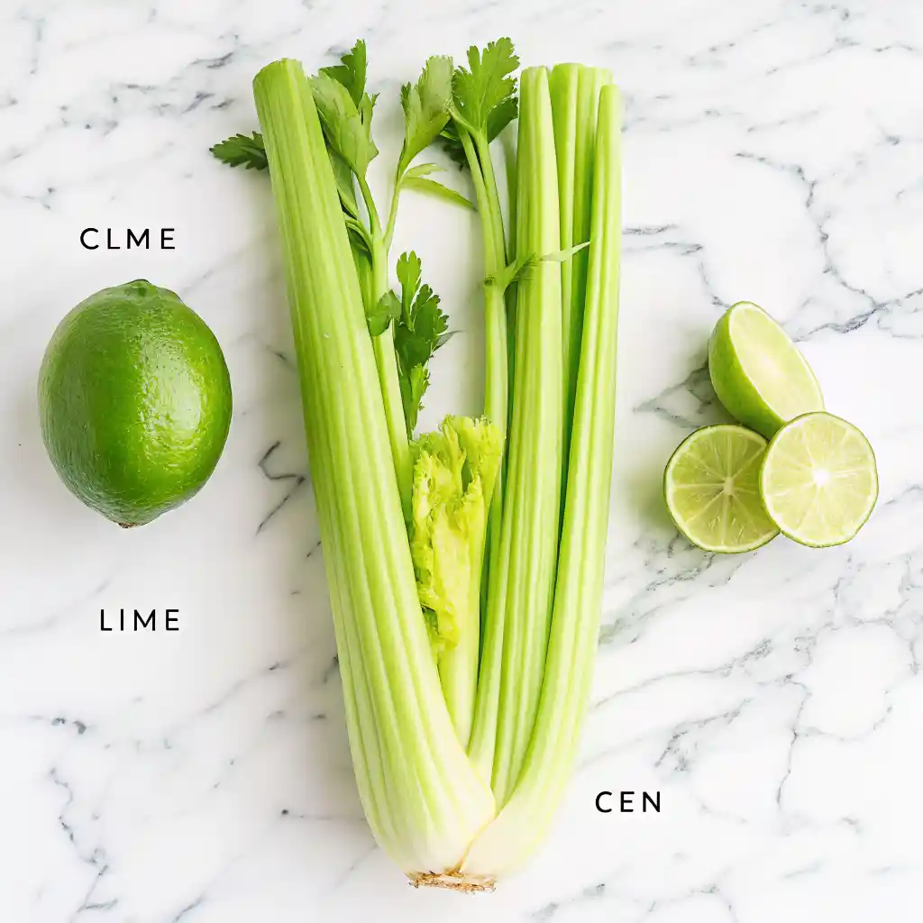 Ingrédients pour le Jus de Céleri : céleri frais et citron vert pour une boisson saine