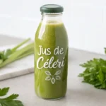 Verre de Jus de Céleri frais préparé avec du céleri biologique